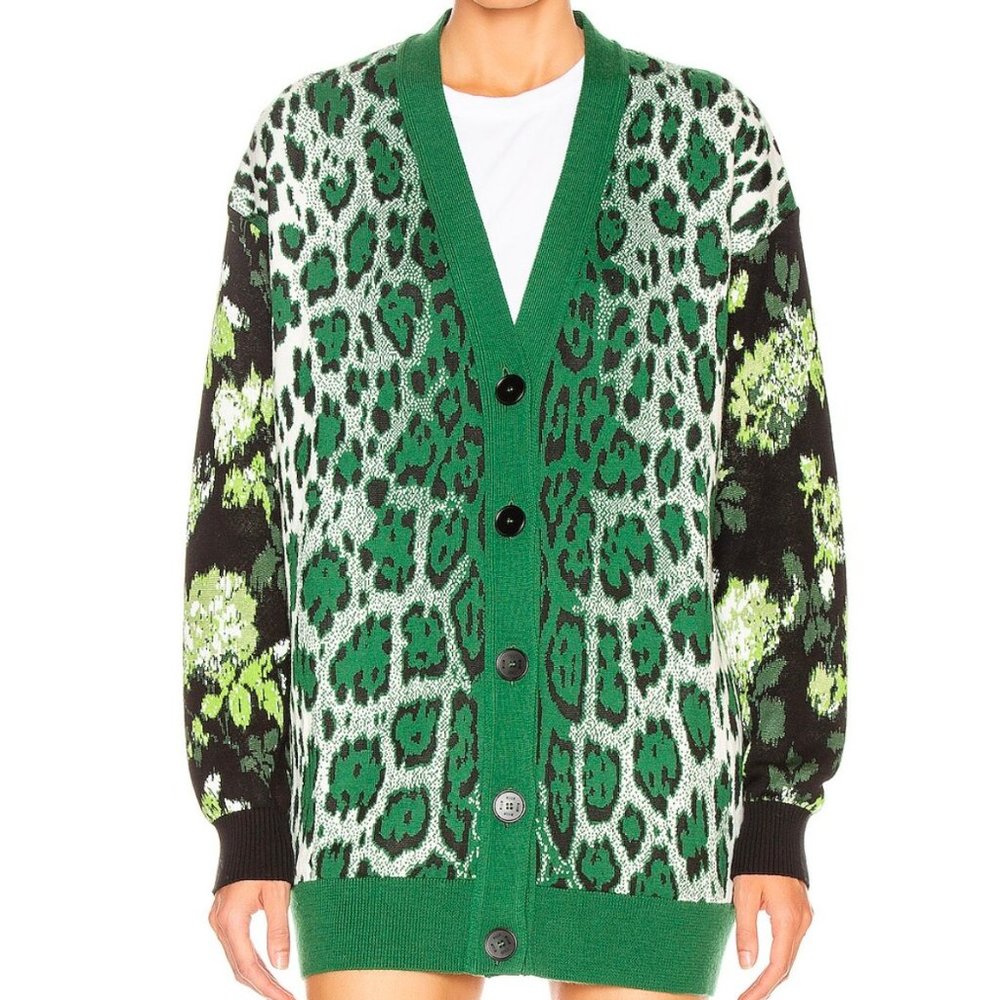 MSGM Leopard Floral Cardigan Sweater